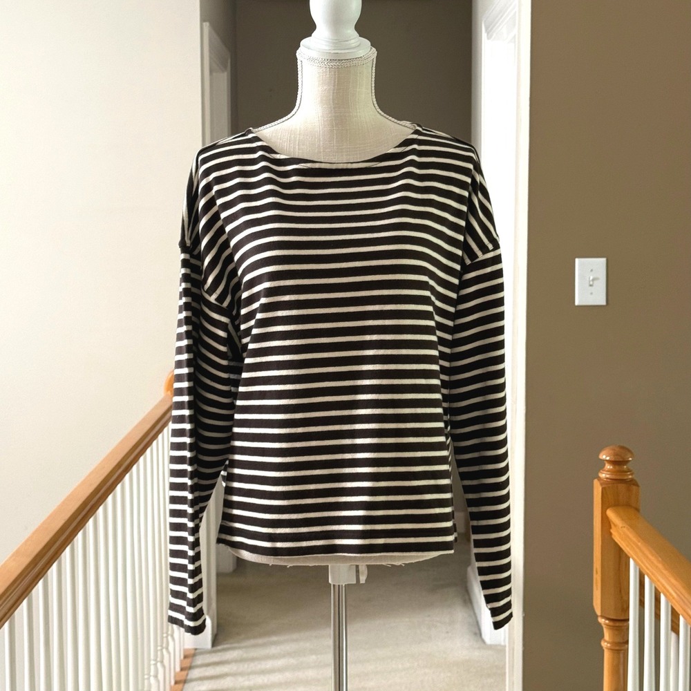 Buck Mason Mariner Jersey Breton Tee Chestnut Natural Striped Shirt XL NEW - Picture 2 of 10